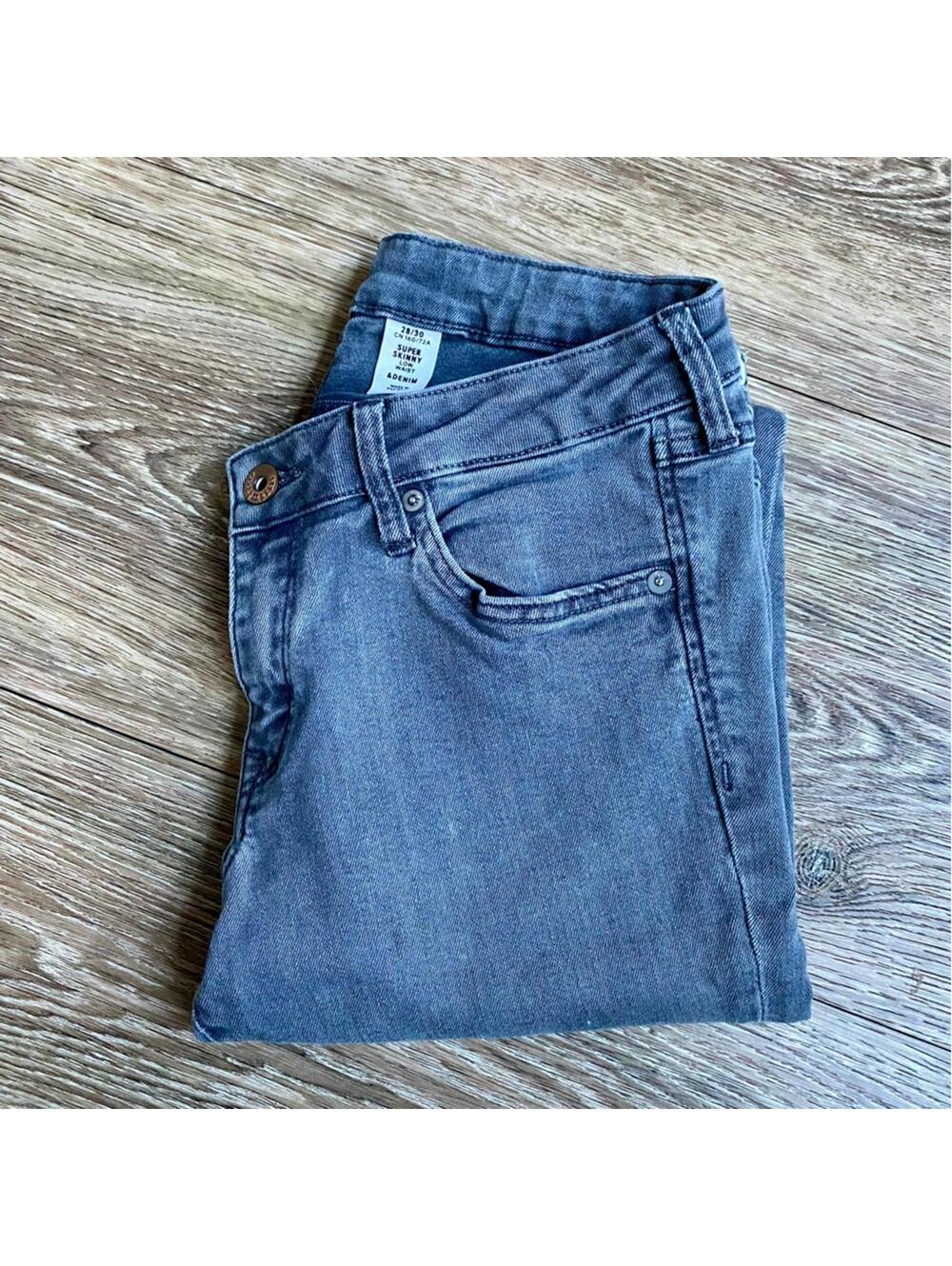 H&M &Denim Super Skinny Low Rise Gray Jeans 28 - Picture 9 of 9